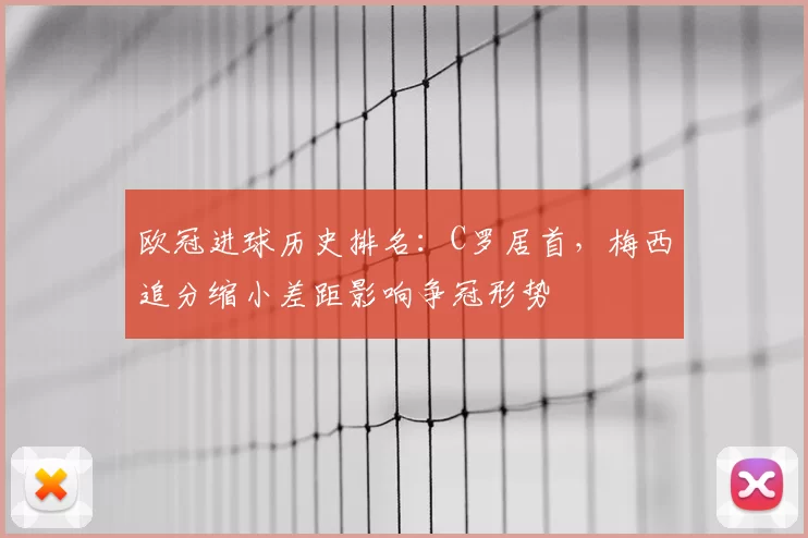 欧冠进球历史排名：C罗居首，梅西追分缩小差距影响争冠形势